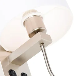 Wandlamp staal met flexarm en kap wit 18 cm - Brescia Combi
