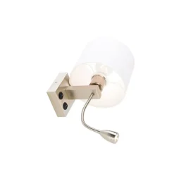 Wandlamp staal met flexarm en kap wit 18 cm - Brescia Combi