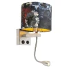 Wandlamp staal met velours kap bloemen met goud - Brescia