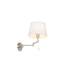 Wandlamp staal met witte kap en verstelbare arm - Ladas Deluxe