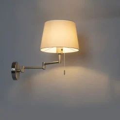 Wandlamp staal met witte kap en verstelbare arm - Ladas Deluxe