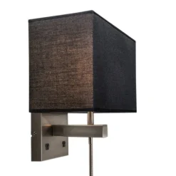 Wandlamp staal met zwarte kap en leesarm incl. LED - Bergamo