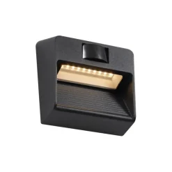 Wandlamp zwart incl. LED IP54 met bewegingssensor solar - Border