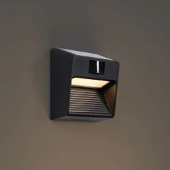 Wandlamp zwart incl. LED IP54 met bewegingssensor solar - Border