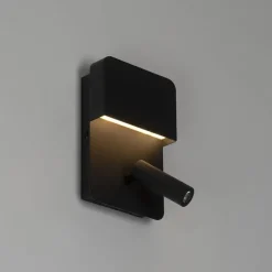 Wandlamp zwart incl. LED met USB en leeslamp met schakelaar - Robin