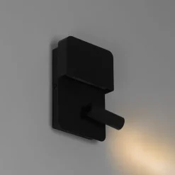 Wandlamp zwart incl. LED met USB en leeslamp met schakelaar - Robin