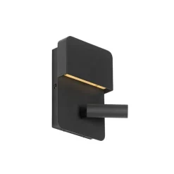 Wandlamp zwart incl. LED met USB en leeslamp met schakelaar - Robin