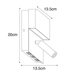 Wandlamp zwart incl. LED met USB en leeslamp met schakelaar - Robin