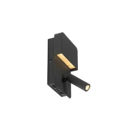 Wandlamp zwart incl. LED met USB en leeslamp met schakelaar - Robin