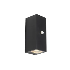 Wandlamp zwart 2-lichts IP44 met bewegingssensor - Baleno