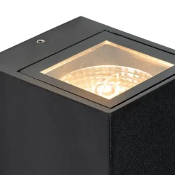 Wandlamp zwart 2-lichts IP44 met bewegingssensor - Baleno