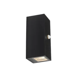 Wandlamp zwart 2-lichts IP44 met bewegingssensor - Baleno