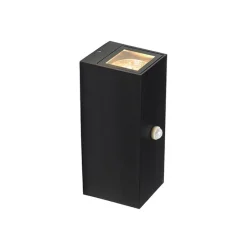 Wandlamp zwart 2-lichts IP44 met bewegingssensor - Baleno