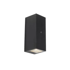 Wandlamp zwart 2-lichts IP44 met schemersensor - Baleno II