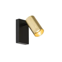 Wandlamp zwart met goud verstelbaar met schakelaar - Jeana Luxe