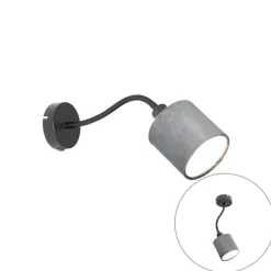 Wandlamp zwart met kap grijs schakelaar en flex arm - Merwe