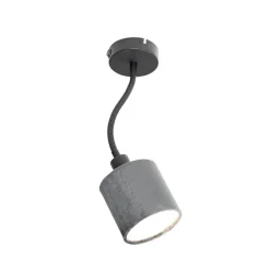 Wandlamp zwart met kap grijs schakelaar en flex arm - Merwe