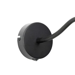 Wandlamp zwart met kap grijs schakelaar en flex arm - Merwe