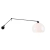 Wandlamp zwart met kap wit 30 cm verstelbaar - Blitz