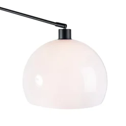 Wandlamp zwart met kap wit 30 cm verstelbaar - Blitz