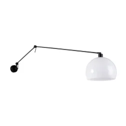 Wandlamp zwart met kap wit 30 cm verstelbaar - Blitz