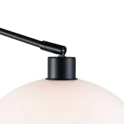 Wandlamp zwart met kap wit 30 cm verstelbaar - Blitz