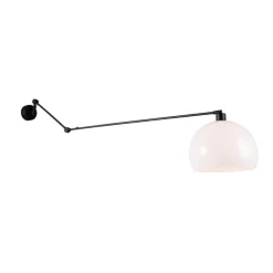 Wandlamp zwart met kap wit 30 cm verstelbaar - Blitz