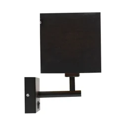 Wandlamp zwart met USB en vierkante zwarte kap - Combi 1