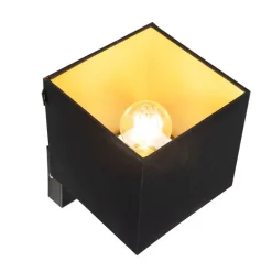 Wandlamp zwart met USB en vierkante zwarte kap - Combi 1