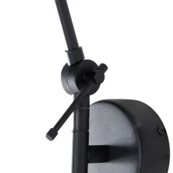 Wandlamp zwart met velours kap taupe 35 cm verstelbaar - Blitz