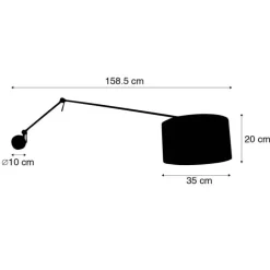 Wandlamp zwart met velours kap taupe 35 cm verstelbaar - Blitz