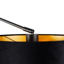 Wandlamp zwart met velours kap zwart 35 cm verstelbaar - Blitz