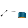 Wandlamp zwart met velours kap blauw 35 cm verstelbaar - Blitz