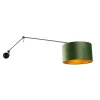Wandlamp zwart met velours kap groen 35 cm verstelbaar - Blitz