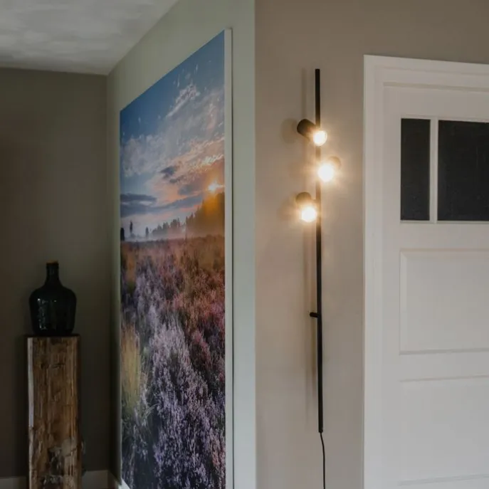 Wandlamp zwart met voetschakelaar 3-lichts - Jeana Luxe