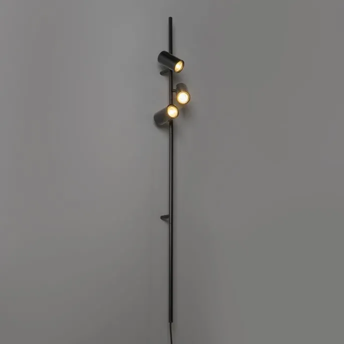 Wandlamp zwart met voetschakelaar 3-lichts - Jeana Luxe