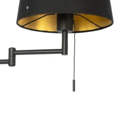 Wandlamp zwart met zwarte kap en verstelbare arm - Ladas Deluxe