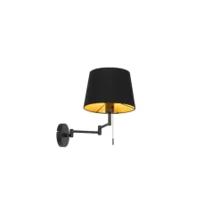 Wandlamp zwart met zwarte kap en verstelbare arm - Ladas Deluxe