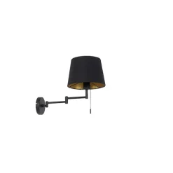 Wandlamp zwart met zwarte kap en verstelbare arm - Ladas Deluxe