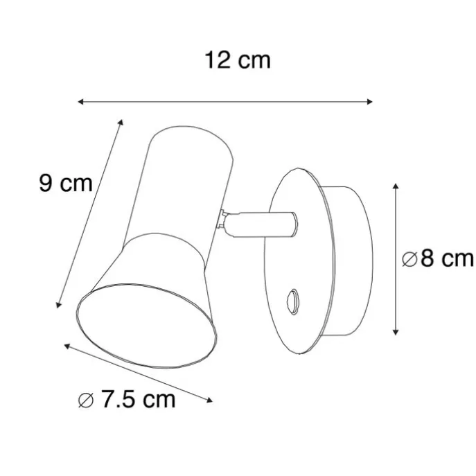Wandspot staal draai- en kantelbaar met schakelaar - Karin 1
