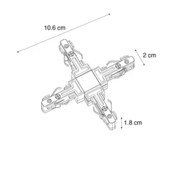 X-Koppelstuk rail zwart 1-fase - Slimline