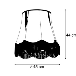 Zijden lampenkap zwart met grijs 45 cm - Granny